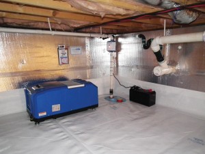 Sealed and dehumidified crawl space