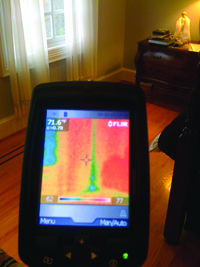 Correction requires detection. An infra red camera provides a thermal portrait that can identify air leaks and missing insulation –two problems associated with drafty windows. 