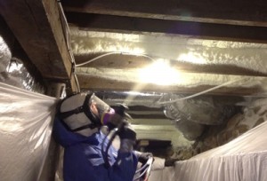 spray foaming the crawl space floor