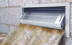 FEMA-approved flood vents like this Smart Vent® model are designed to remain closed until a rising water level triggers an auto-opening mechanism. The open vent won’t clog with debris like a screened vent.